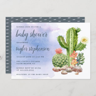 Boho Aquarell-saftige Kaktus-Babyparty Einladung