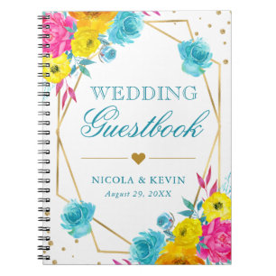 Boho-Aquarell-Sommerblumen-Hochzeitsgästebuch Notizblock