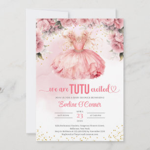 Boho Aquarell Tutu Kleidermädchen Kinderdusche Ein Einladung