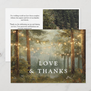 Boho-Aquarell-Wald-Lichterkette-Hochzeitsfoto Dankeskarte