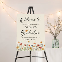 Boho Aquarell Wildblume Abschluss Begrüßungszeiche