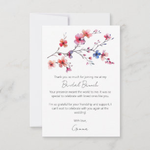 Boho Aquarell Wildblumen Braut-Brunch Weiß Dankeskarte