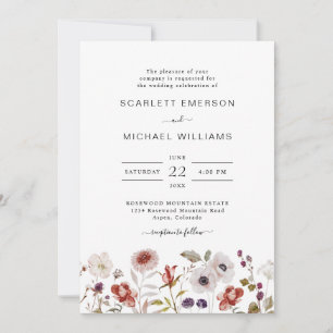 Boho-Aquarell-Wildblumen-Hochzeit Einladung