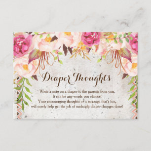 Boho Aquarellfarben Blume Dusche Windeln Gedanken Begleitkarte