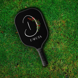 Boho Aquarellfarbenmonogramm D schwarz Pickleball Schläger