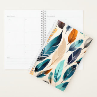 Boho Aquarellfedern 2024 Planer