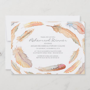 Boho Aquarellfedern Stammesessen Probe Einladung