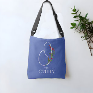 Boho Aquarellkalligraphie O Lehrerin blau Tragetaschen Mit Langen Trägern
