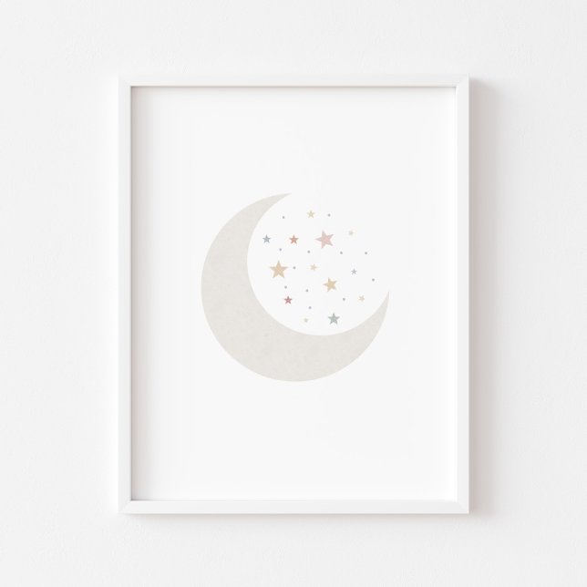 Boho Aquarellmond und Sterne drucken Poster (Von Creator hochgeladen)