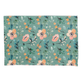 Boho Aquarellmuster Schönes Blumenblau Kissenbezug