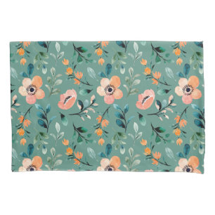 Boho Aquarellmuster Schönes Blumenblau Kissenbezug