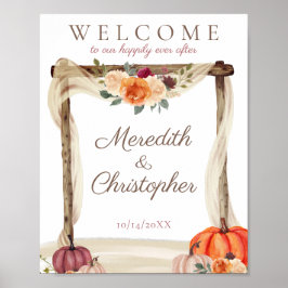 Boho Arbor Fall Pumpkins Begrüßung Poster