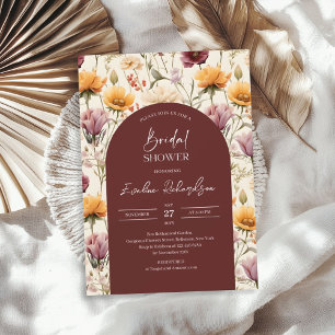 Boho arch Aquarellbord-gelbe Wildblumen Einladung