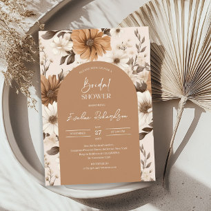Boho arch Aquarellbraun Wildblumen Herbst Einladung