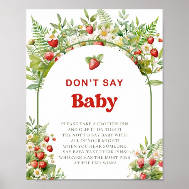 Boho Arch Berry Sweet sagt kein Babyspielzeichen Poster (Vorne)