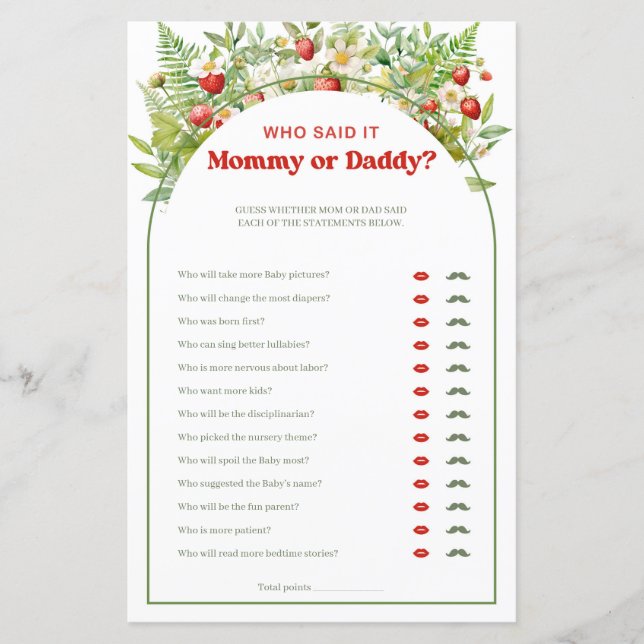 Boho Arch Berry Sweet Strawberry Mommy oder Daddy (Vorderseite)