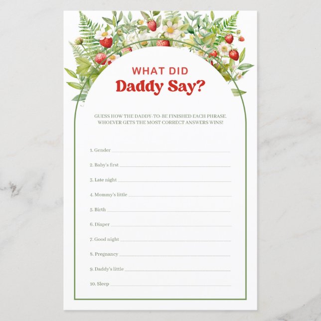 Boho Arch Berry Sweet Was Daddy gesagt hat (Vorderseite)