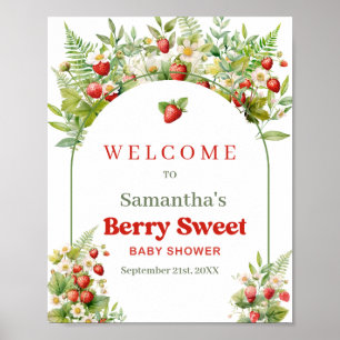 Boho Arch Berry Sweet Wild Strawberry Pink Empfang Poster