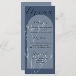 Boho Arch Blue Foliage Wedding Menu Menükarte
