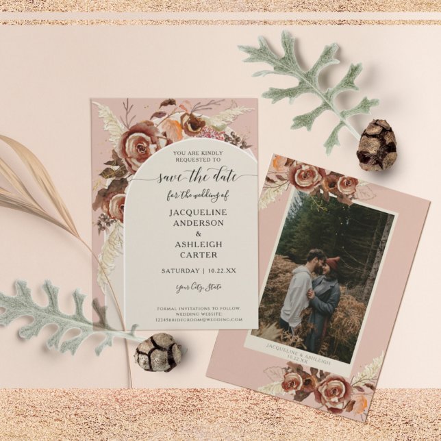 BOHO Arch BOHO Fall Blumenrot Pink Pampelgras Save The Date (Von Creator hochgeladen)
