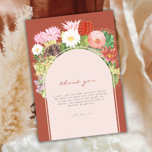 Boho Arch Cactus Blooming Desert Baby Shower Dankeskarte