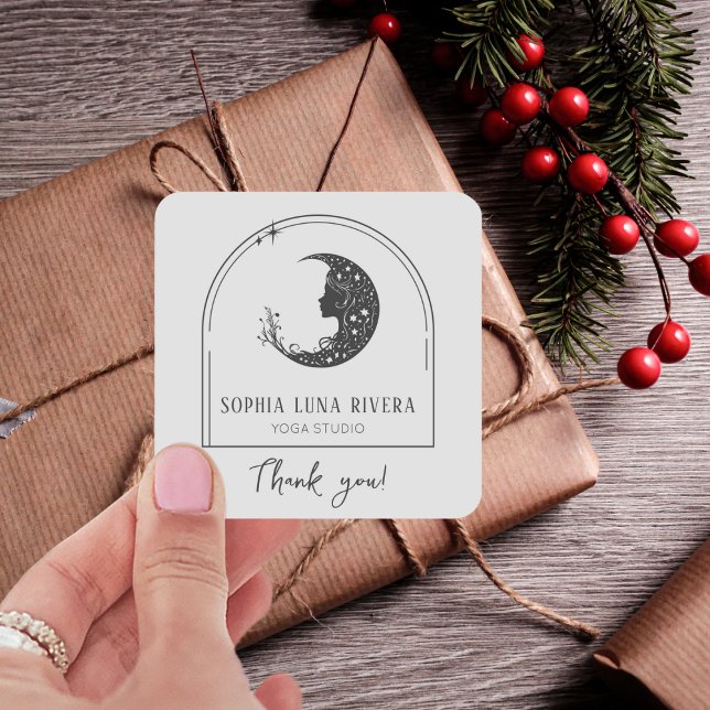 Boho Arch Celestial Crescent Moon Vielen Dank Quadratischer Aufkleber (Boho Arch Celestial Crescent Moon Thank You Square Sticker)
