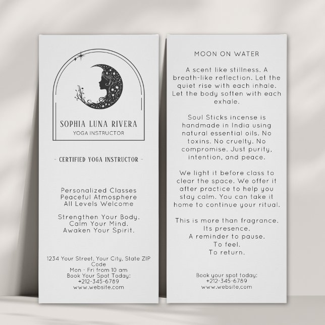 Boho Arch Celestial Crescent Moon Yoga Instructor Werbekarte (Boho Arch Celestial Crescent Moon Yoga Instructor Rack Card)