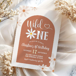 Boho Arch Daisy Wild ein erster Geburtstag Einladung
