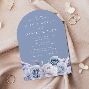 Boho Arch Dusty Blue Floral Wedding Einladung