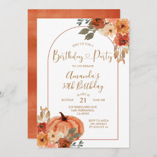 Boho Arch Fall Pumpkin Geburtstag 30. Party Einladung
