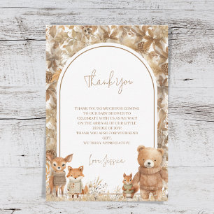 Boho Arch Fall Woodland Animals Baby Dusche Dankeskarte