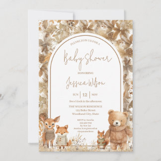 Boho Arch Fall Woodland Animals Baby Dusche Einladung