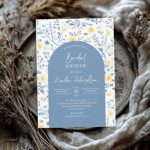 Boho arch farbige hellblaugelbe Wildblumen Einladung