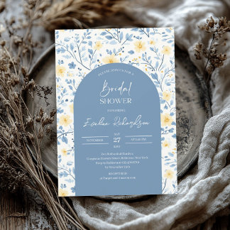 Boho arch farbige hellblaugelbe Wildblumen Einladung