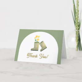 Boho Arch Floral Boots Baby Shower Dankeskarte