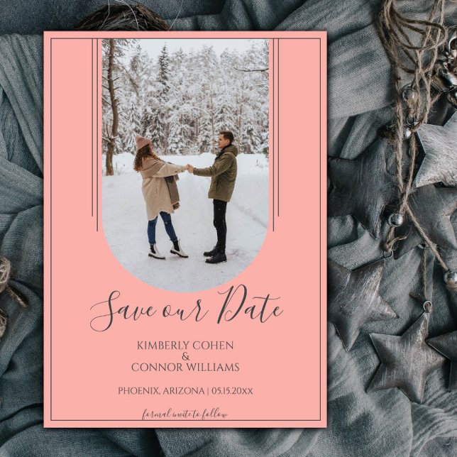 Boho Arch Foto Save the Date | Koralle (Coral Arch Photo Save the Date)