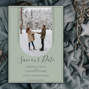 Boho Arch Foto Save the Date Sage Green