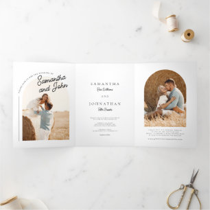 Boho Arch Foto Wedding Dreifach Gefaltete Einladung