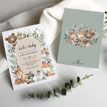 Boho Arch Greenery Woodland Animals Baby Shower Einladung<br><div class="desc">Diese elegante Babydusche lädt mit einem modernen Boho-Bogen,  der mit sanften Aquarellen und bezaubernden Tieren aus dem Wald geschmückt ist,  ein. Geeignet für Jungen- und Mädchendusche.</div>