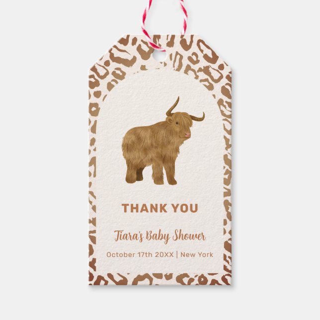 Boho Arch Holy Cow Western Babydusche Geschenkanhänger (Vorderseite)