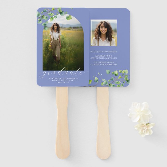 Boho Arch Ivy, Cornflower Blue Abschluss Fächer (Vorne und Hinten)