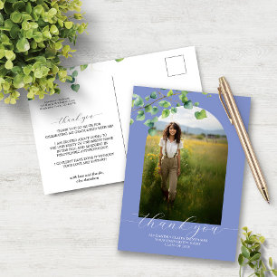 Boho Arch Ivy Cornflower Blue Grad Vielen Dank Postkarte