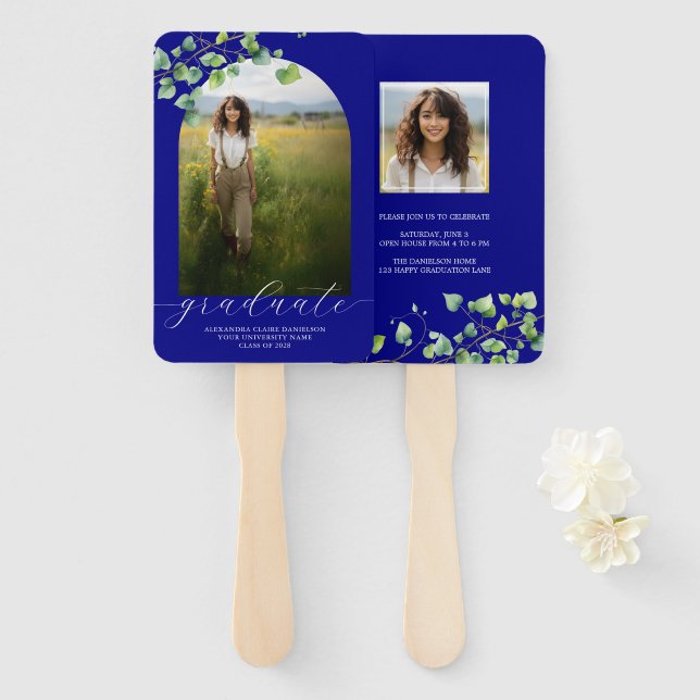 Boho Arch Ivy, Navy Blue Abschluss Fächer (Vorne und Hinten)