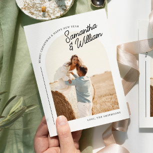 Boho Arch Modern Minimal Foto Weihnachtskarte Feiertagskarte