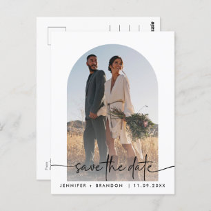 Boho arch overlay Calligraphy Save the Date Foto Postkarte