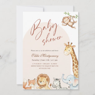 Boho-Arch-Safari-Tiere-Baby-Party Einladung