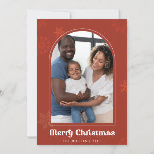 Boho Arch Schneeflocken Rost Foto Frohe Weihnachte Einladung