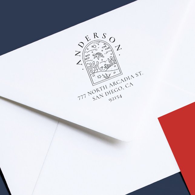 Boho Arch Sea Turtle Custom Rücksendeadresse Gummistempel (Von Creator hochgeladen)