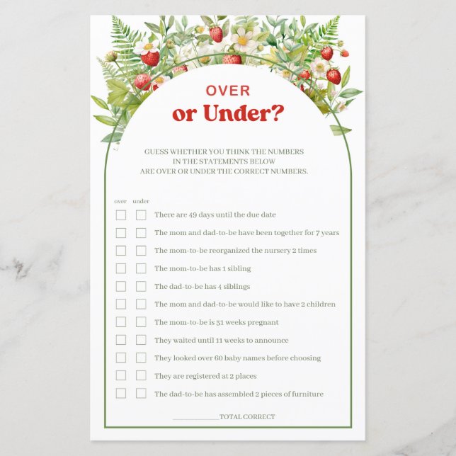 Boho Arch Sweet Strawberry über oder unter Babyspi (Vorderseite)