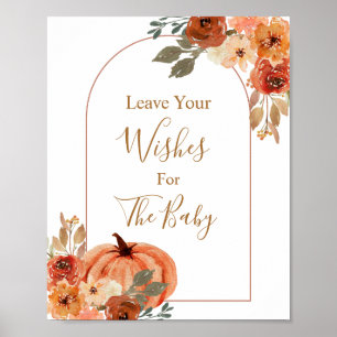Boho Arch Terracota Baby Dusche Wünsche für Baby Poster